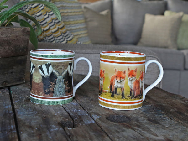 Badger & Fox Mugs | Fine Bone China | Set of 2 Badger & Fox Mugs | Fine Bone China | Set of 2