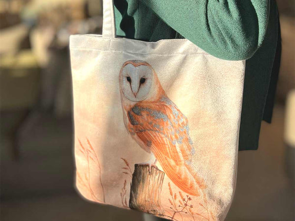 Chouette effraie | Sac fourre-tout de luxe en velours Chouette effraie | Sac fourre-tout de luxe en velours