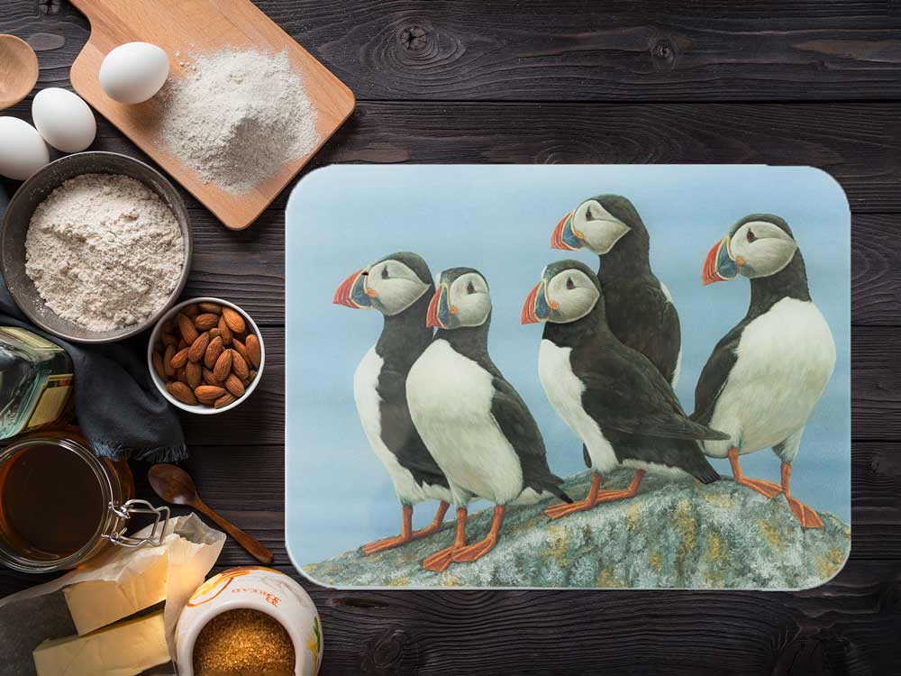 Puffins glass worktop saver | Luxury chopping board