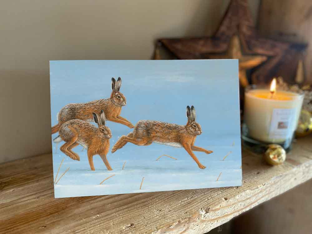 Running Hares | Pack of 5 Christmas cards