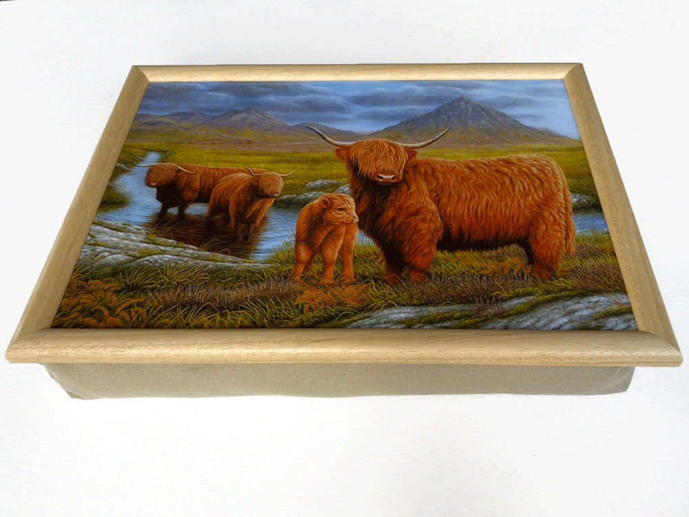 Highland cow laptray | Luxury bean bag cushioning