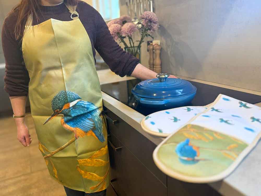 Kingfisher double oven glove & apron set | 100% Heavyweight cotton