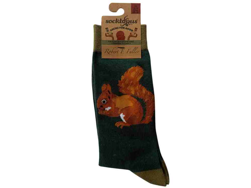 Squirrel mug sock and coaster set