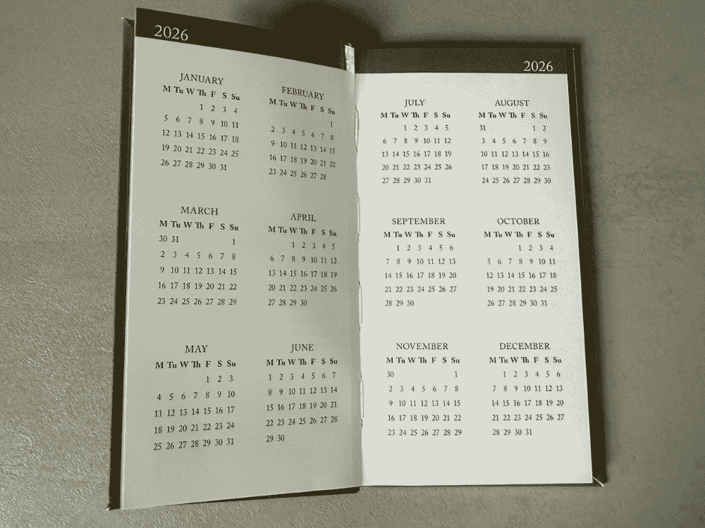2026 Slim Calendar & Pocket Diary
