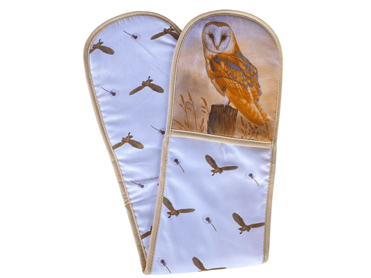 Barn owl | Oven glove, apron & tea towel set