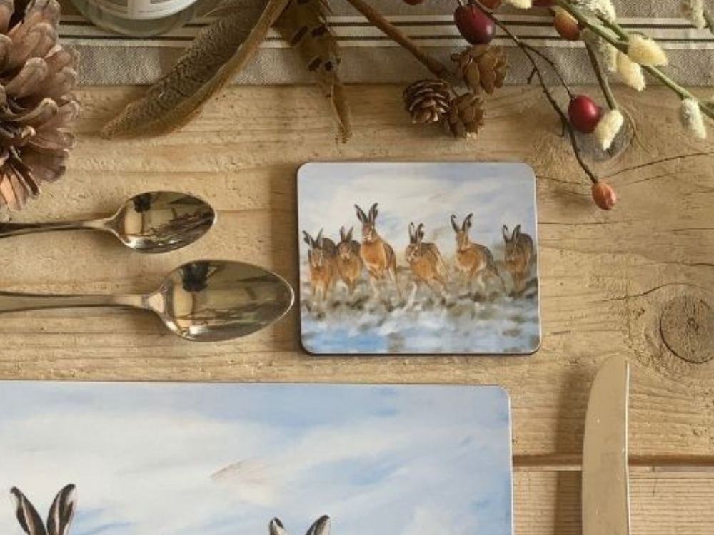 Hare mug sock and coaster set