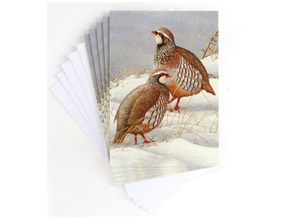 Perdrix à pattes rouges dans la neige | Carte individuelle | Vers de Noël Perdrix à pattes rouges dans la neige | Carte individuelle | Vers de Noël