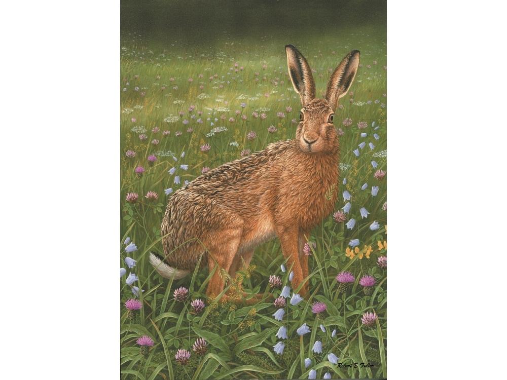 FREE GIFT | Hare in wildflowers teatowel