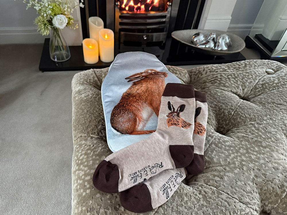 Hare | Hot water bottle & sock set