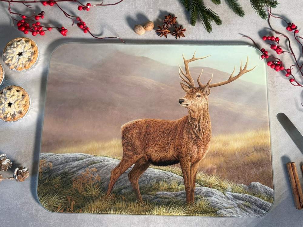 Red stag glass worktop saver | Luxury chopping board