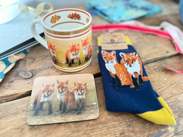 Fox mug sock and coaster set