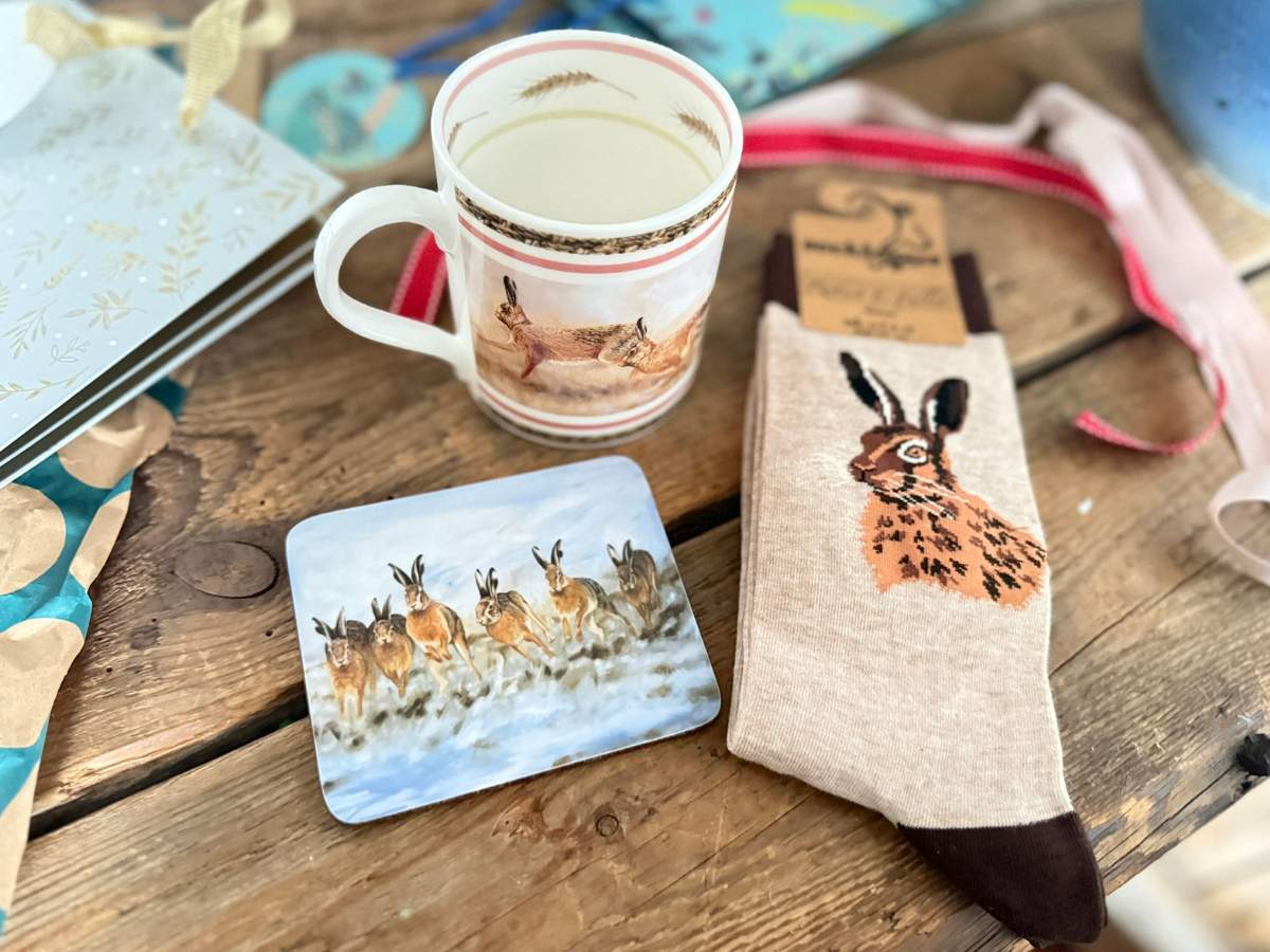 Hare mug sock and coaster set