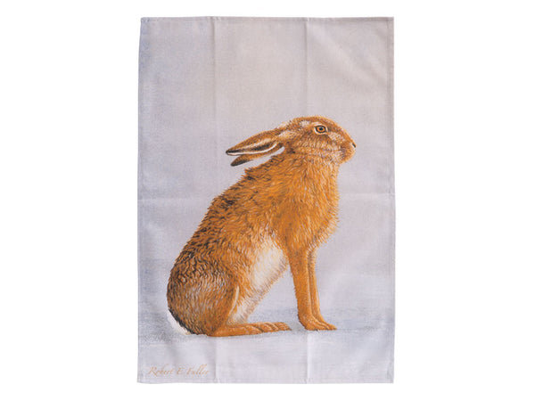 Hare at Peace Tea Towel