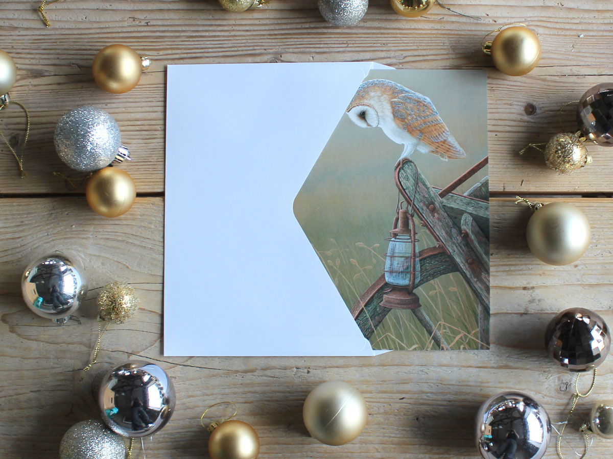 owl art card in envelope