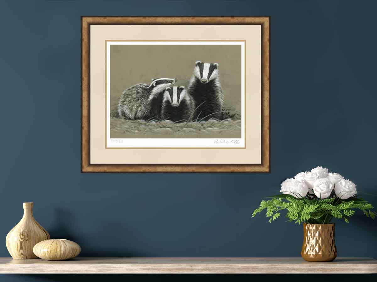 badger painting on blue wall