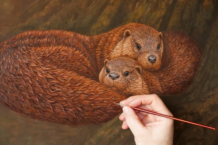 original wildlife painting otter