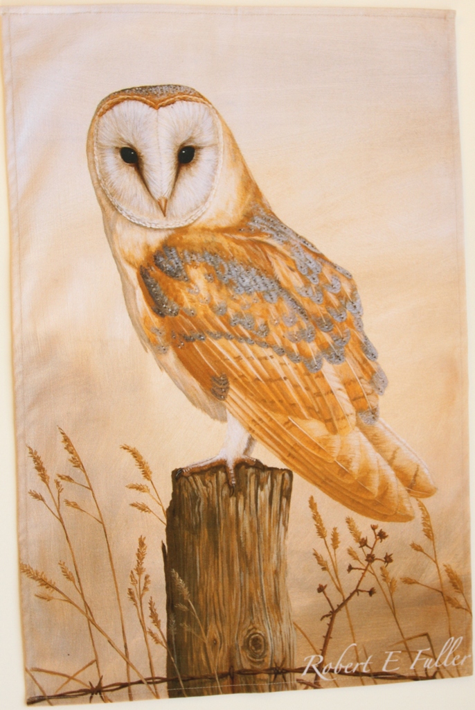 owl art gift tea towel